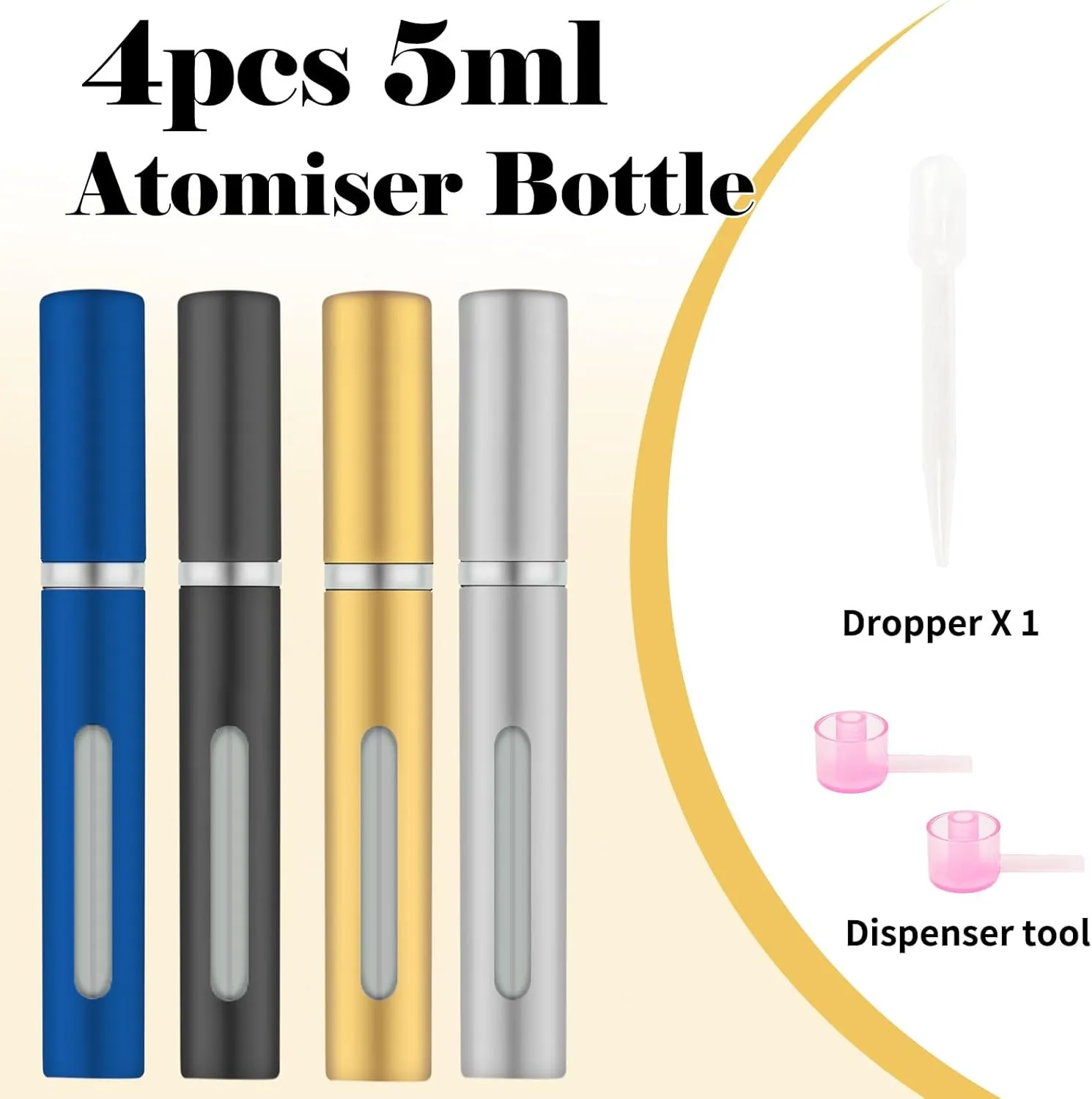 4pcs Mini Perfume Travel Bottle, Perfume Atomiser Refillable, 5ML Spray Bottles, Portable for Travel Holiday, Outdoor Activities and Business(Style 3)
