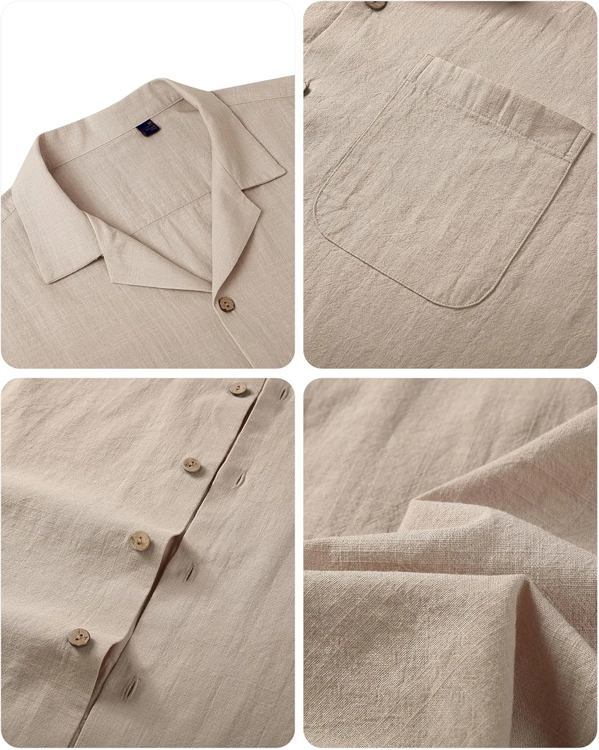 Alimens & Gentle Cuban Linen Shirts for Men Short Sleeve Button Down Shirt Cotton Summer Beach Camp Vacation Hawaiian Shirts
