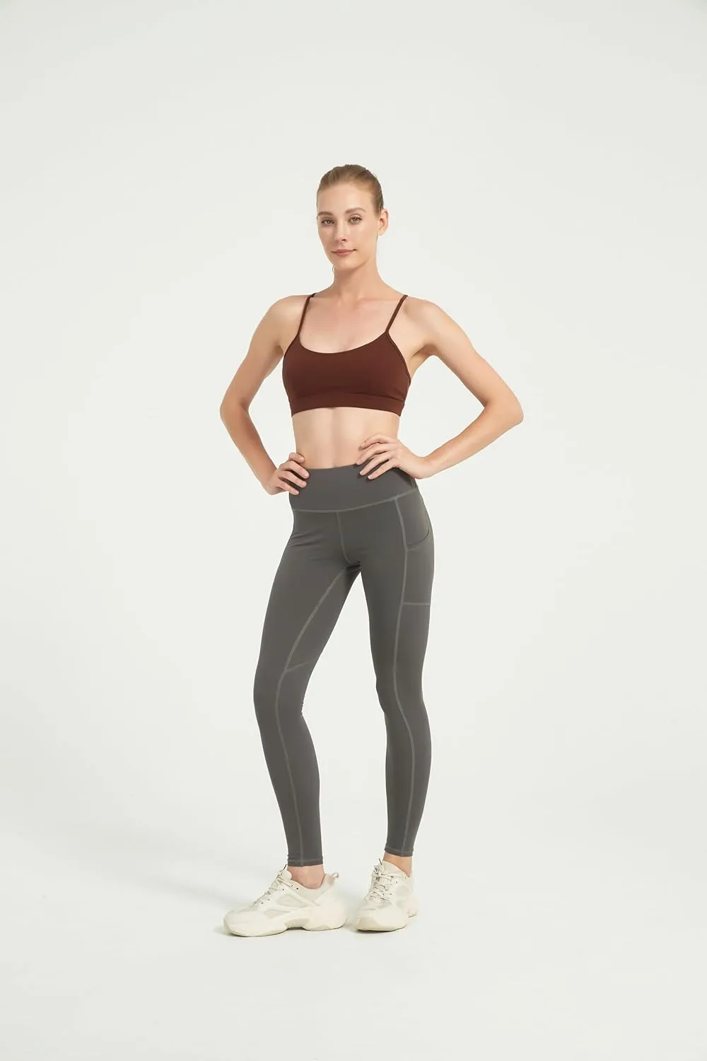 AMRIY Women's Light Support Sports Bra Adjustable Thin Straps Criss Cross Back Open Back Removable Pads Yoga Workout Bra