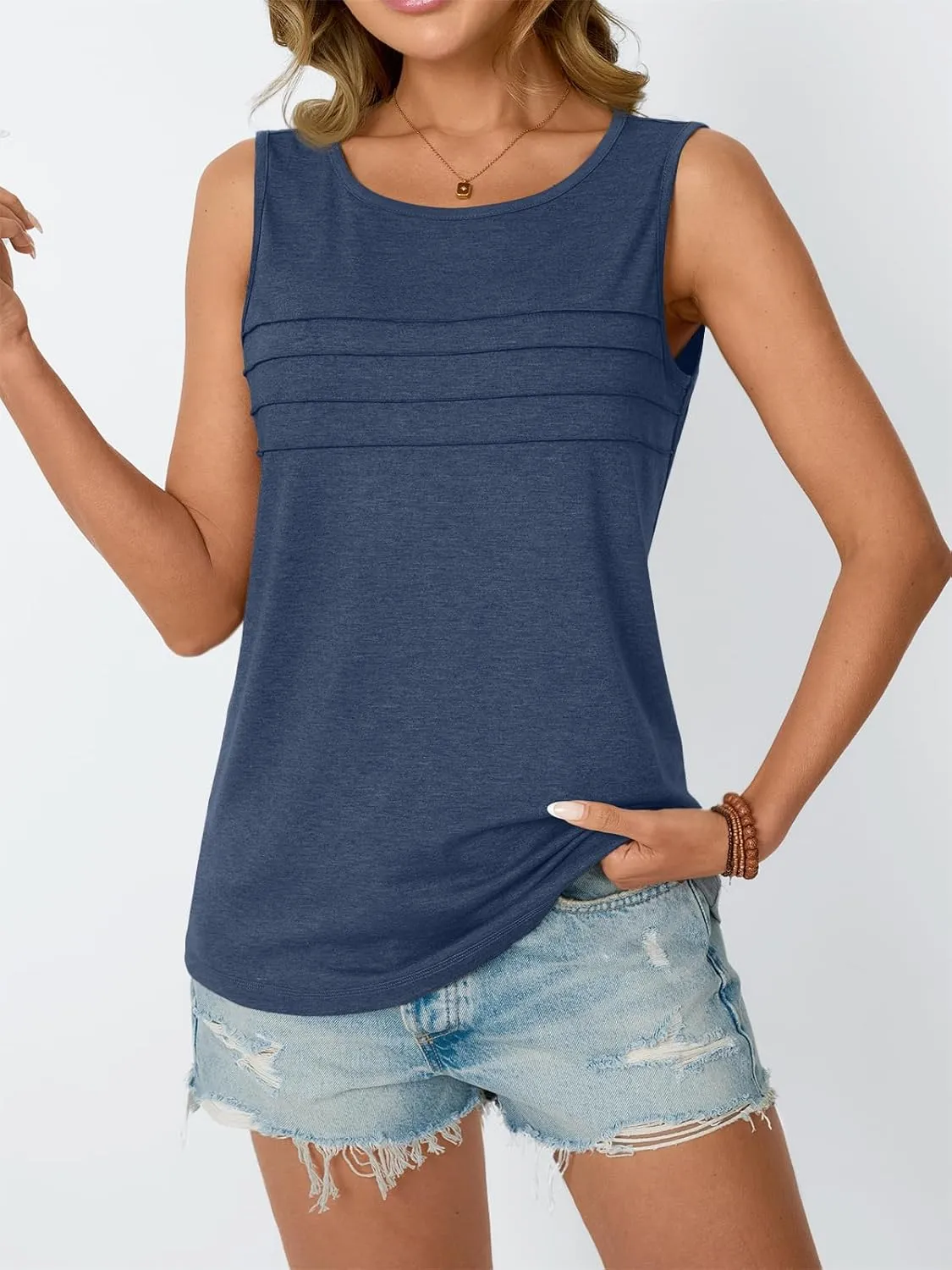 AUTOMET Womens Tank Tops 2025 Summer Dressy Casual Blouses Sleeveless Flowy Crewneck Outfits Basic Trendy Clothes