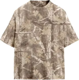 Camo Oversized Shirt Y2k Crewneck Maple Leaf Printed Short Sleeve Unisex Summer Graphic Tees