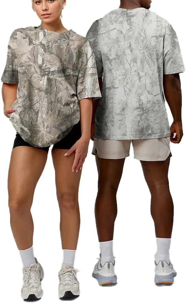 Camo Oversized Shirt Y2k Crewneck Maple Leaf Printed Short Sleeve Unisex Summer Graphic Tees