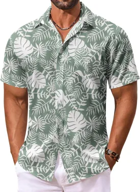 COOFANDY Men's Hawaiian Shirt Short Sleeve Floral Button Down Shirts Tropical Vacation Beach Shirts with Pocket