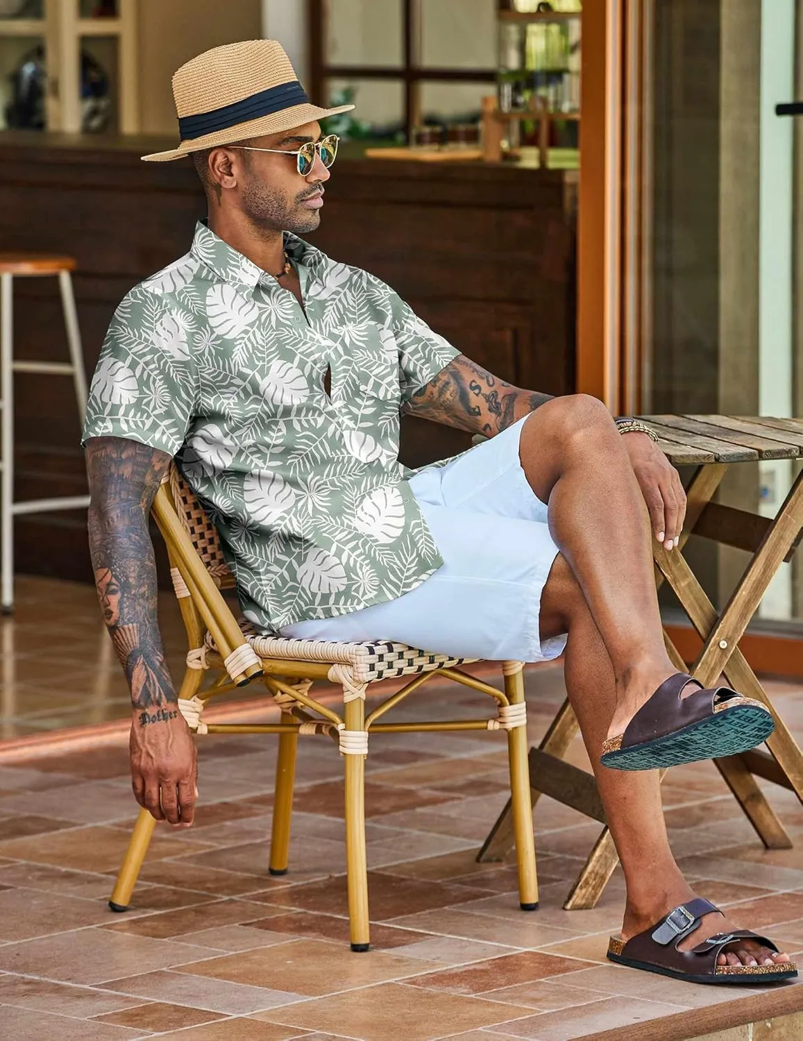 COOFANDY Men's Hawaiian Shirt Short Sleeve Floral Button Down Shirts Tropical Vacation Beach Shirts with Pocket