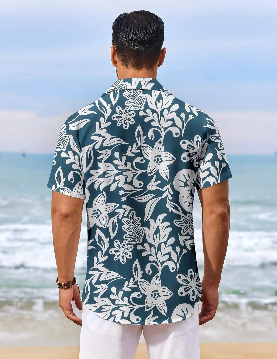 COOFANDY Men's Hawaiian Shirt Short Sleeve Floral Button Down Shirts Tropical Vacation Beach Shirts with Pocket