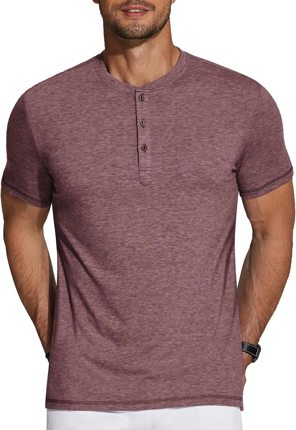 COOFANDY Men's Henley Shirts Short Sleeve Casual Basic Tee Summer Button Henley Soild T Shirts