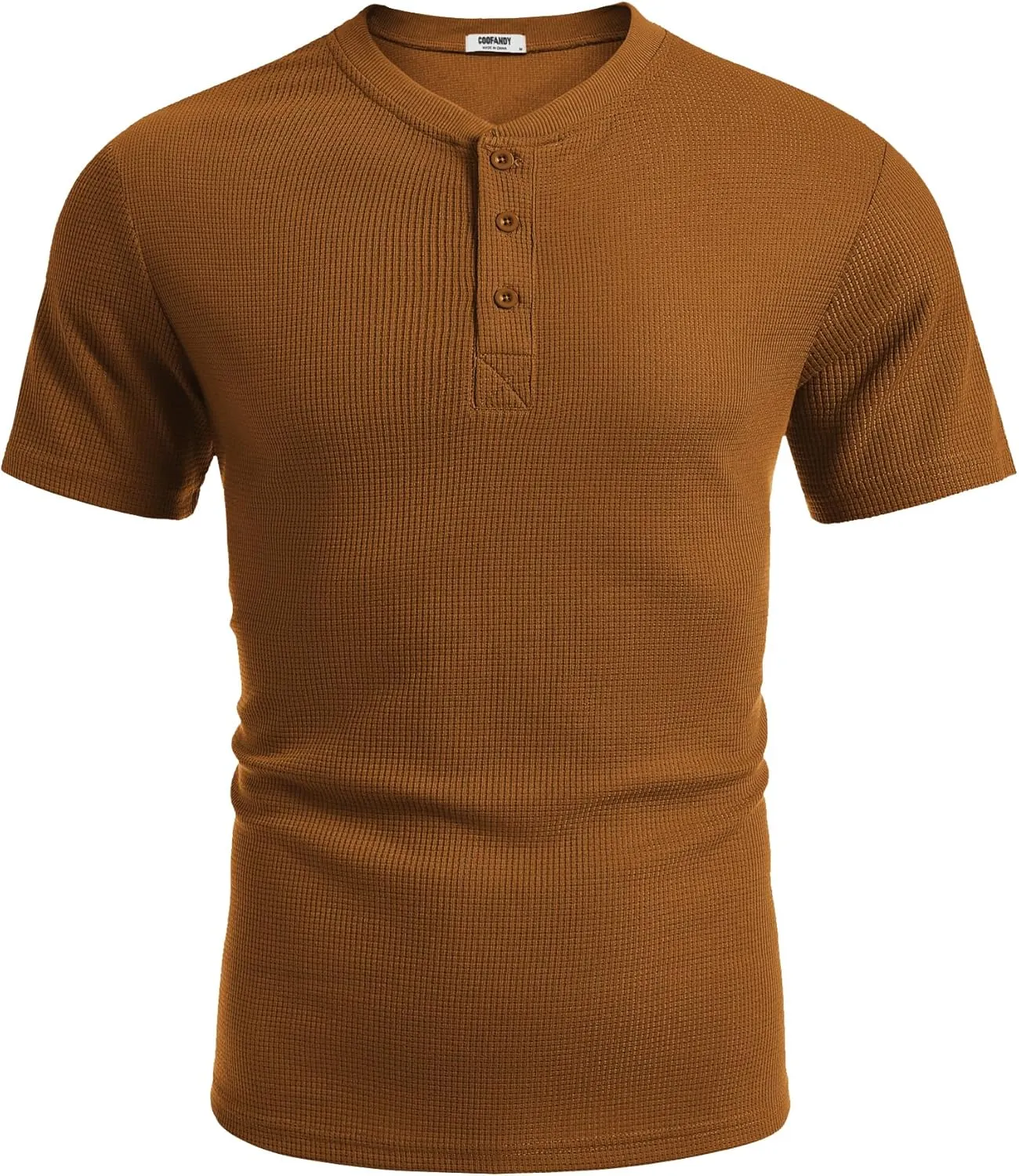 COOFANDY Men's Waffle Henley Short Sleeve Textured T Shirt Casual Button Tee Shirts Heavyweight Henley Summer Top