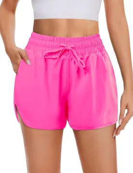 High Waisted Running Shorts for Women with Pockets, 2.5" Black Athletic Workout Gym Yoga Spandex Dolphin Shorts