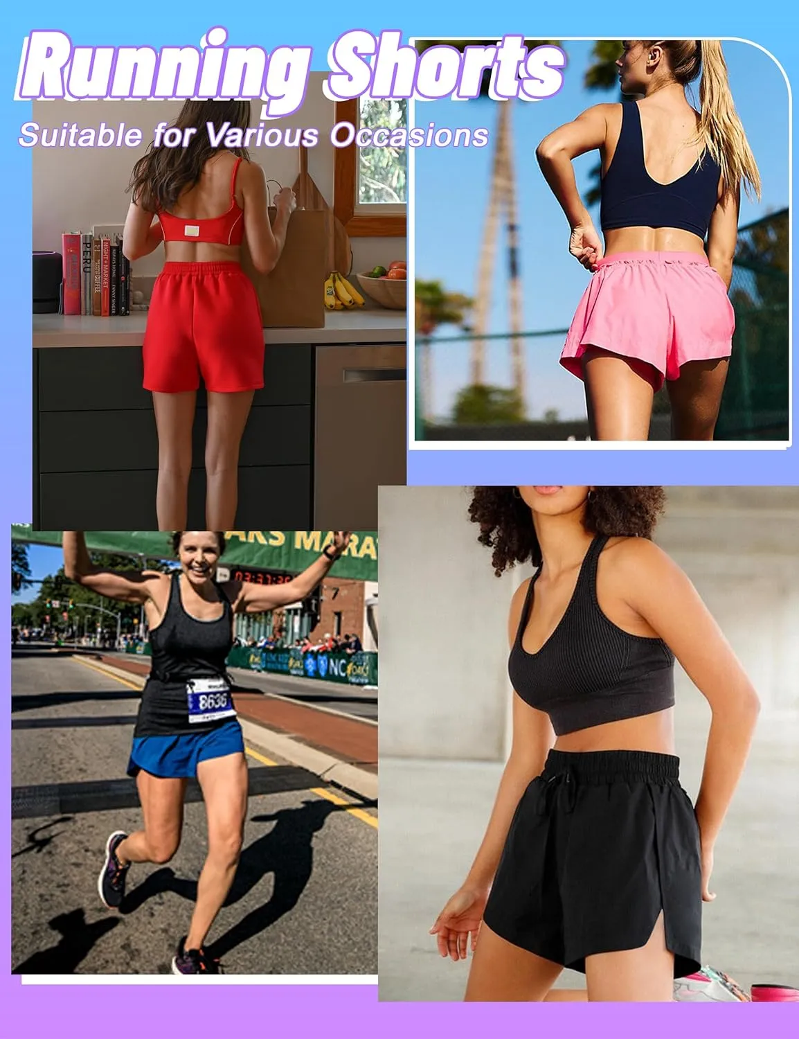 High Waisted Running Shorts for Women with Pockets, 2.5" Black Athletic Workout Gym Yoga Spandex Dolphin Shorts