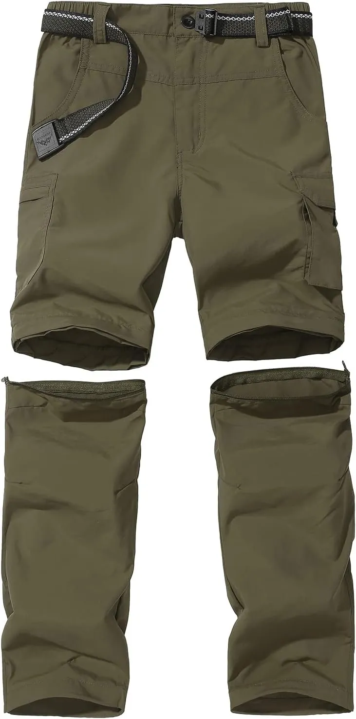 JOMLUN Boy??s Scout Pants Convertible Hiking Quick Dry Zip Off Pants Outdoor Climbing Casual Trouser Kids Youth Cargo Pants