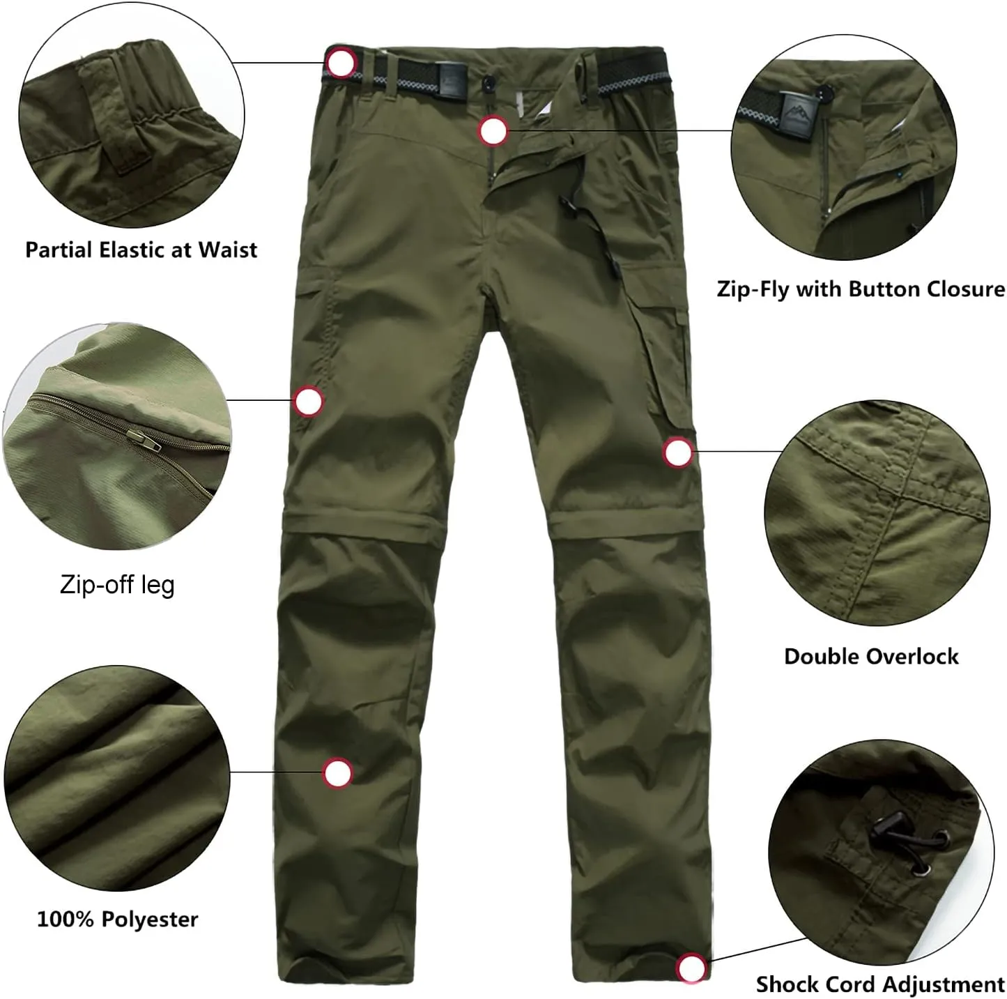 JOMLUN Boy??s Scout Pants Convertible Hiking Quick Dry Zip Off Pants Outdoor Climbing Casual Trouser Kids Youth Cargo Pants