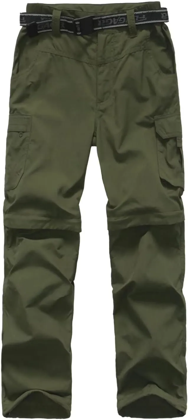 JOMLUN Boy??s Scout Pants Convertible Hiking Quick Dry Zip Off Pants Outdoor Climbing Casual Trouser Kids Youth Cargo Pants