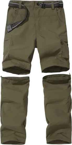 JOMLUN Boy??s Scout Pants Convertible Hiking Quick Dry Zip Off Pants Outdoor Climbing Casual Trouser Kids Youth Cargo Pants