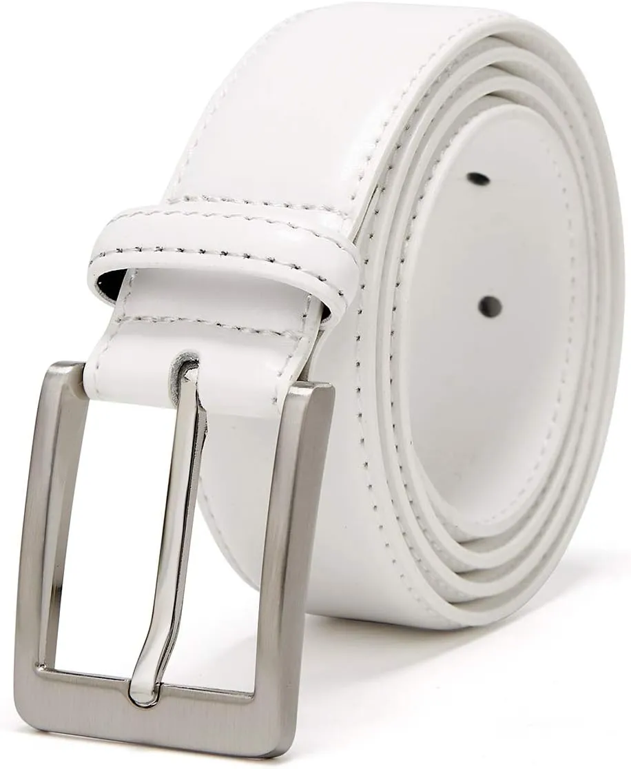 Men's Casual Leather Jeans Belts Classic Work Business Dress Belt with Prong Buckle for Men