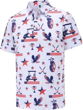 Mens Golf Polo Shirts Short Sleeve Moisture Wicking Dry Fit Performance Casual Funny Golf Polo Shirts for Men