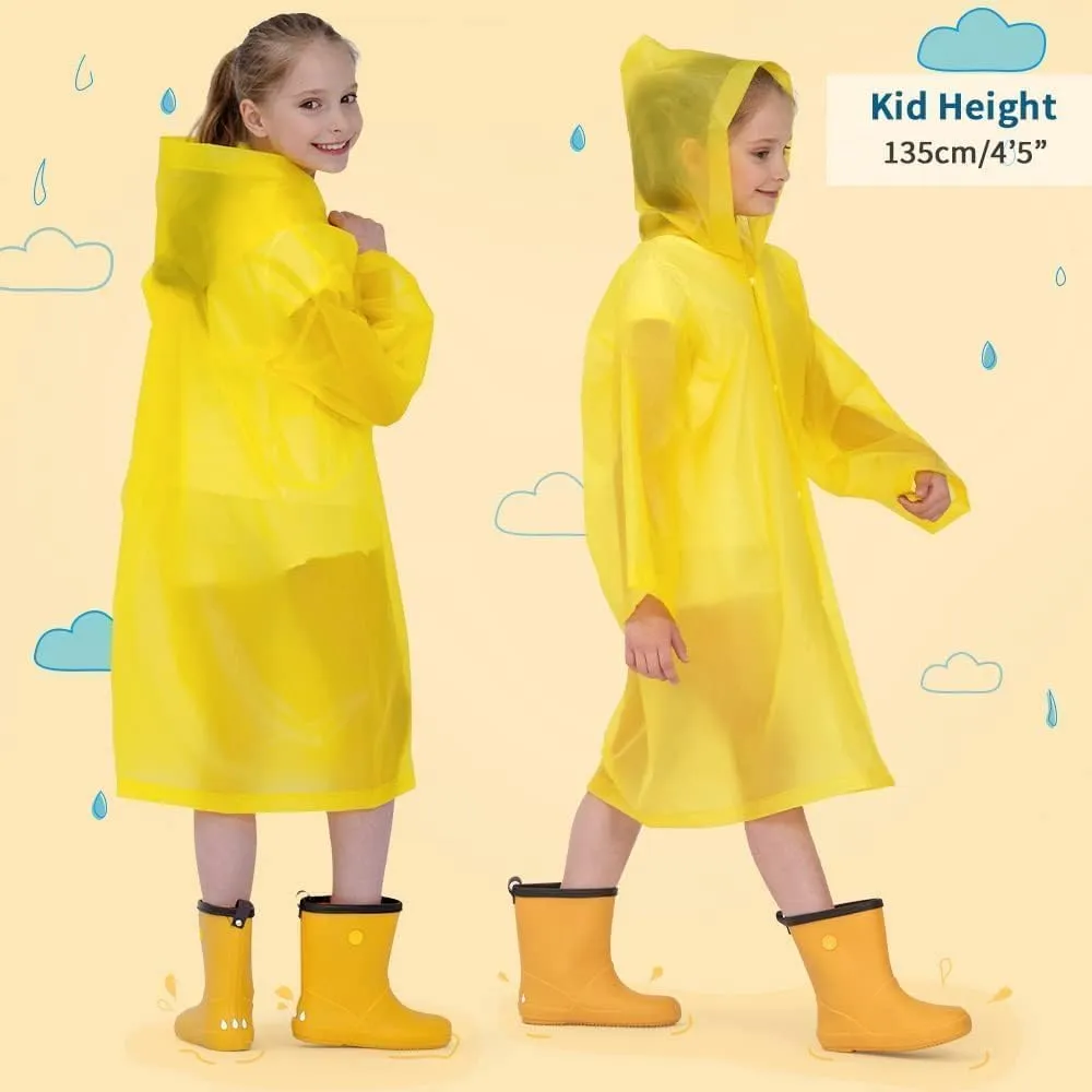 Opret 2 Pack Raincoats for Kids, Reusable Rain Ponchos with Hood and Sleeves Waterproof Rain Coats for Boys and Girls