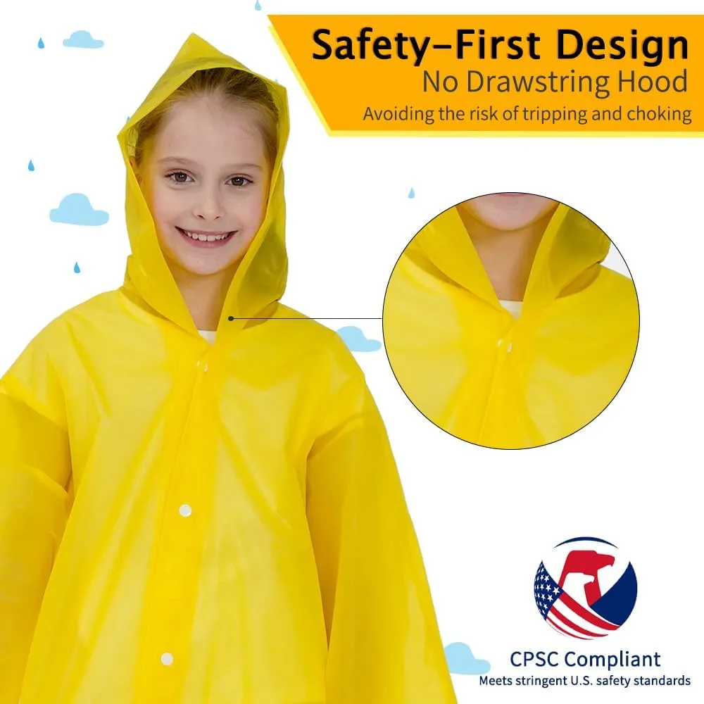 Opret 2 Pack Raincoats for Kids, Reusable Rain Ponchos with Hood and Sleeves Waterproof Rain Coats for Boys and Girls