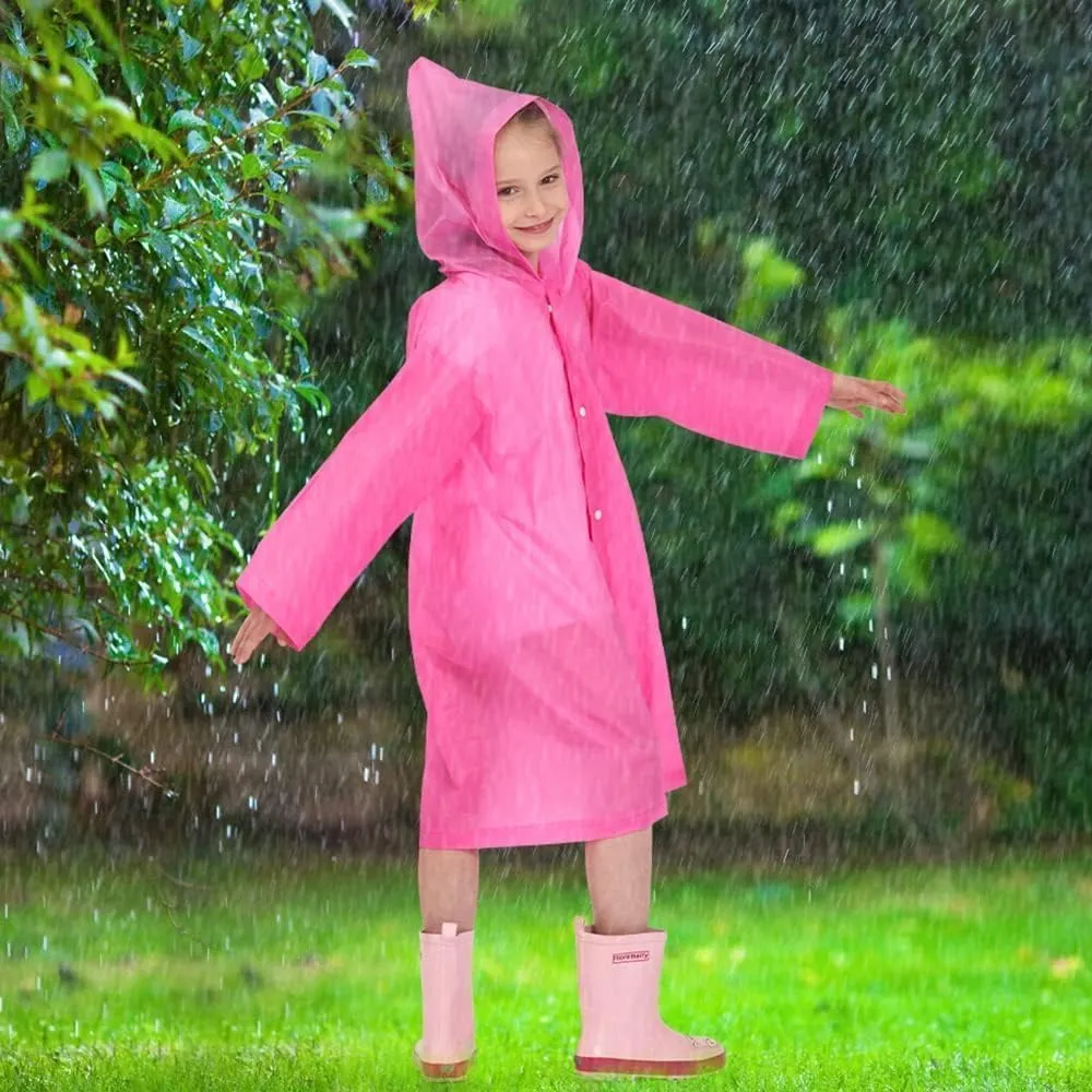 Opret 2 Pack Raincoats for Kids, Reusable Rain Ponchos with Hood and Sleeves Waterproof Rain Coats for Boys and Girls