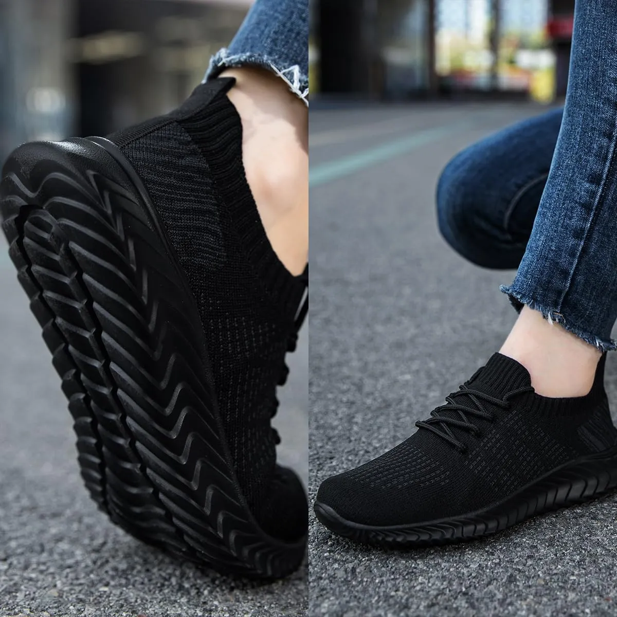 Womens Walking Shoes Slip On Casual Tennis Running Sport Workout Athletic Gym Sneakers Lightweight Breathable Non Slip Training Trainers